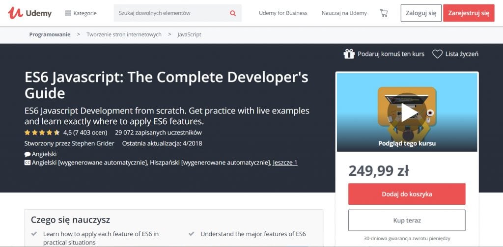 Udemy - ES6 JavaScript pełny kurs